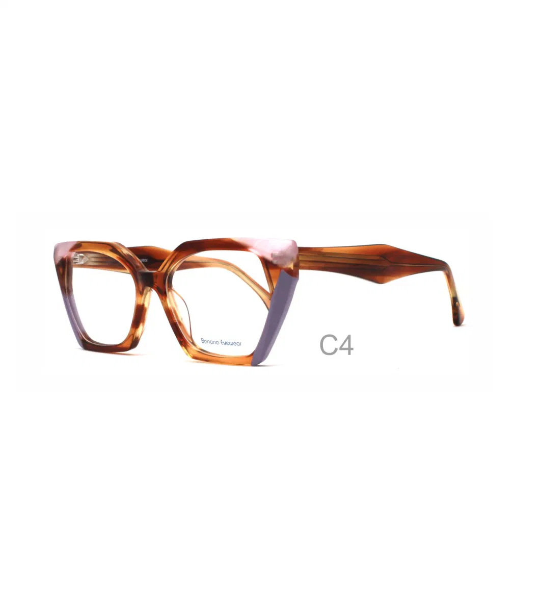 Women Funky Cat Eye Lamination Acetate Eyewear Frames