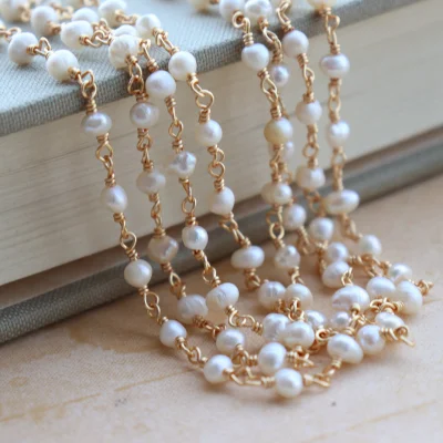 Verkupferte 14K-Goldkette, natürliche Perle, Brillenkette, Bekleidungszubehör, DIY-Materialien