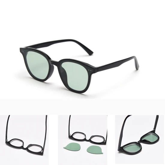 2022 Heiße, beliebte, gut aussehende OEM-Sonnenbrille im Italien-Stil, Sommer, verstellbar, individuelles Logo, blaues Licht blockierende Clips, rechteckiger TR90-Rahmen, CE-Sonnenbrille in Bonbonfarben