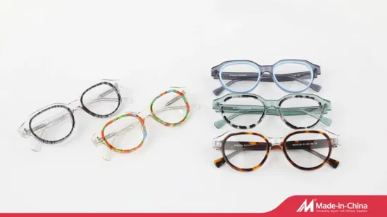 Runde Unisex-Brillenfassungen aus laminiertem Acetat im Vintage-Stil