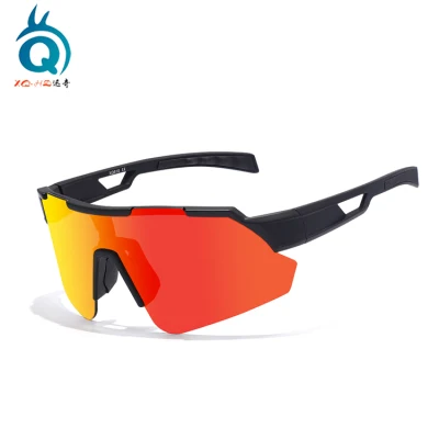 Neue Design-Halbrahmen-Sportbrille mit 100 % UV-Schutz und verspiegelten Gläsern